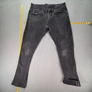 Selvedge Jeans Mens Black Charcoal Wash Slim Fits 33x30